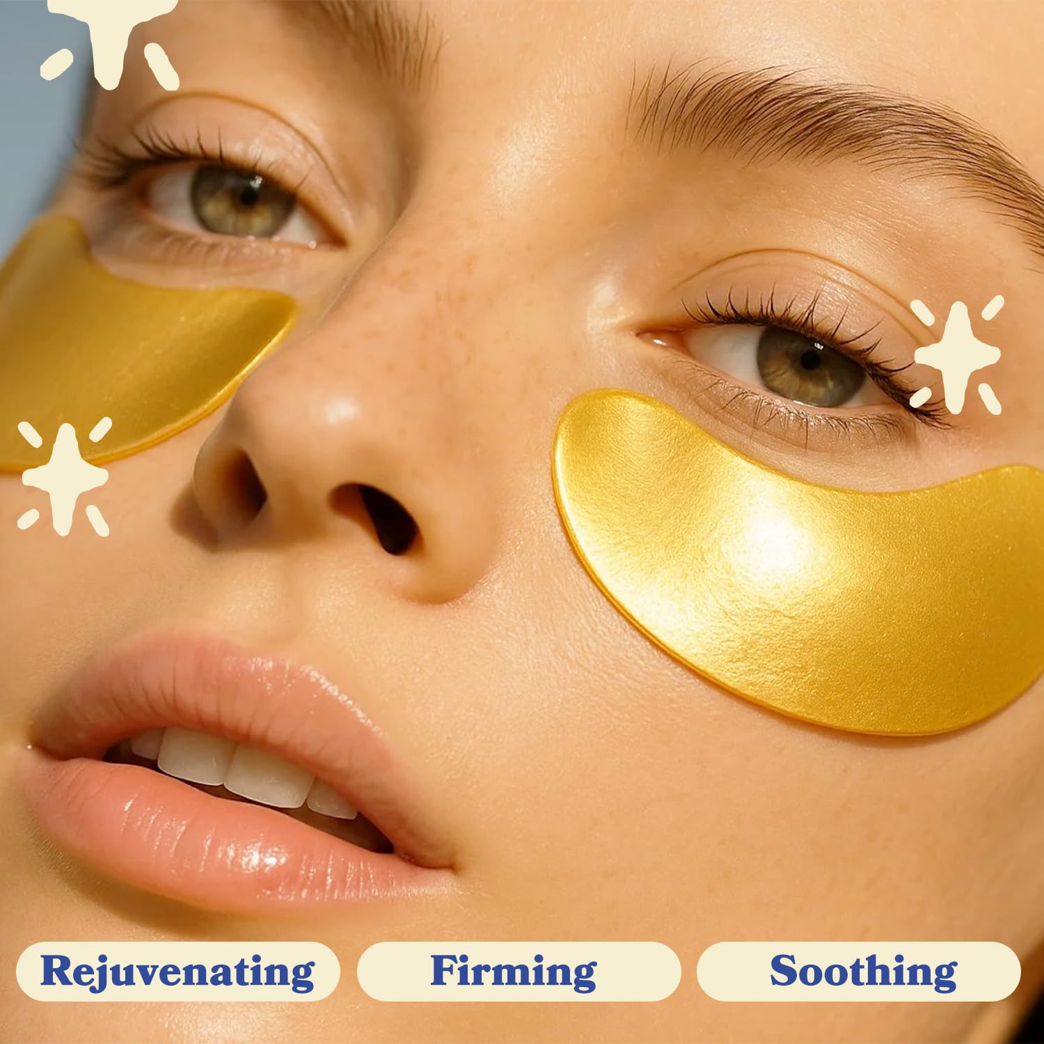 LE GUSHE Gold Under Eye Patches snail mucin texture on skin