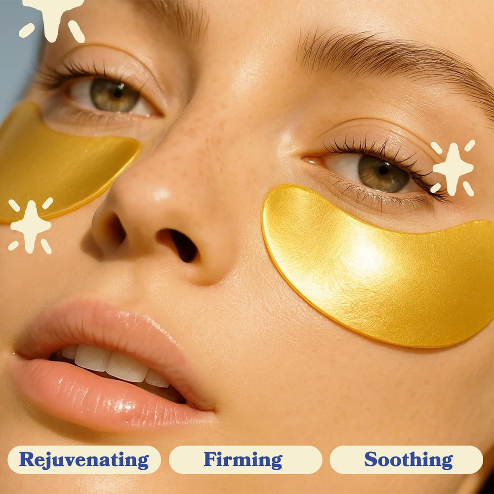 LE GUSHE Gold Under Eye Patches snail mucin texture on skin