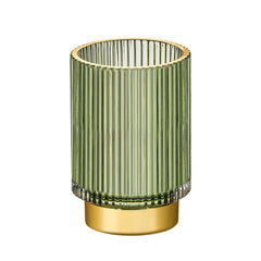 LEICURACE makeup brush holder glass striped keeps brushes organized and accessible.