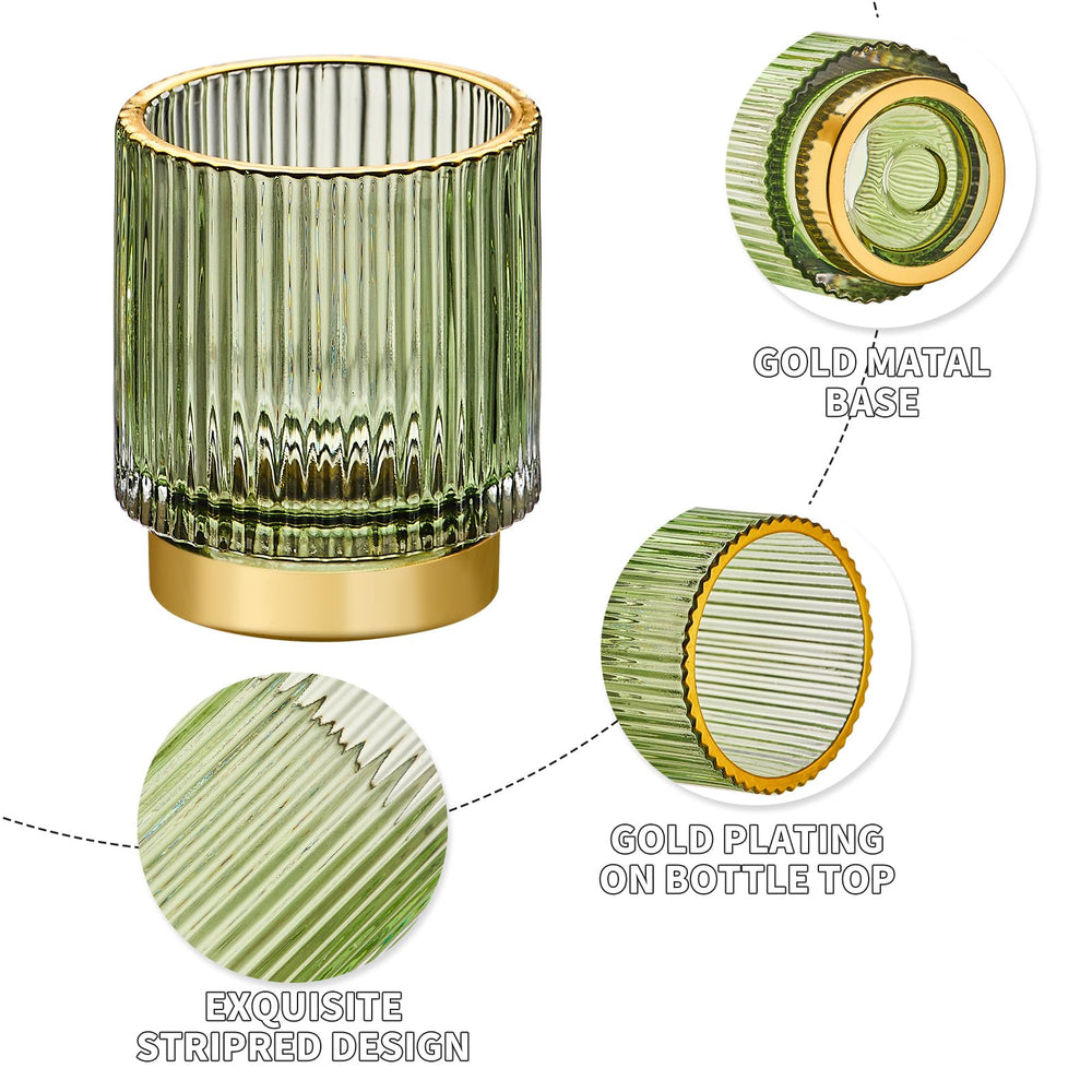LEICURACE multifunctional vintage glass cup stores cosmetics, pencils, and more.