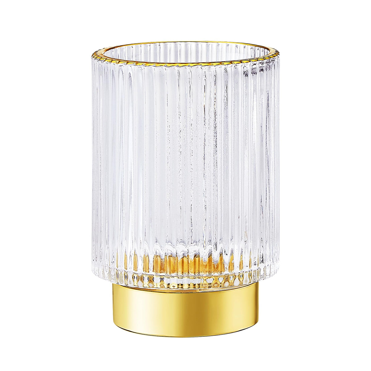 LEICURACE vintage glass brush cup showcases elegant storage for makeup tools.