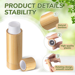 Leinuosen bamboo tubes with natural wood grain and airtight seal.