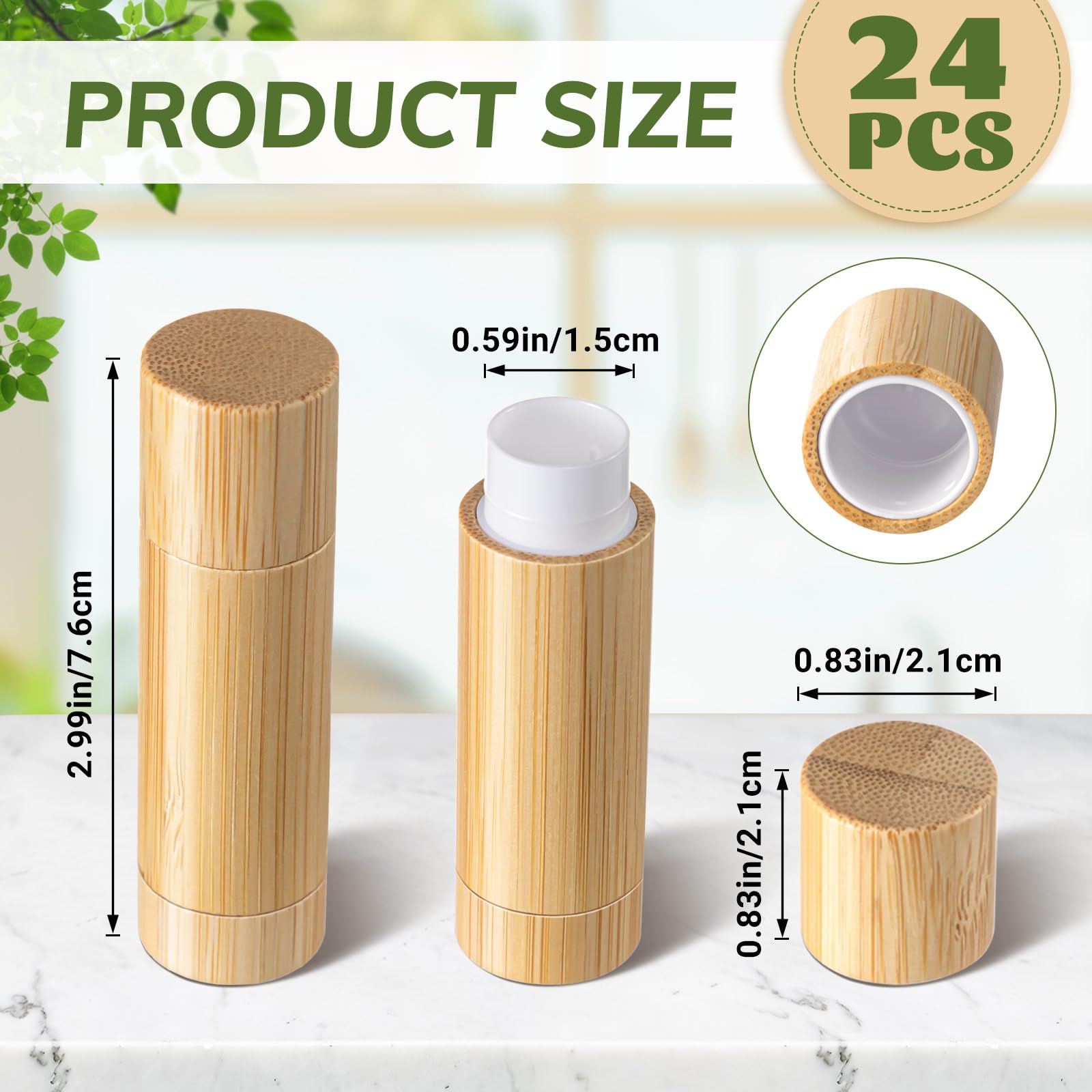 Leinuosen bamboo lipstick tubes with rotatable inner for precise, mess-free application.