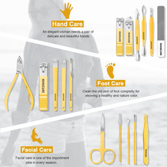 Leipple manicure set leather case open, highlighting luxurious storage and tool organization