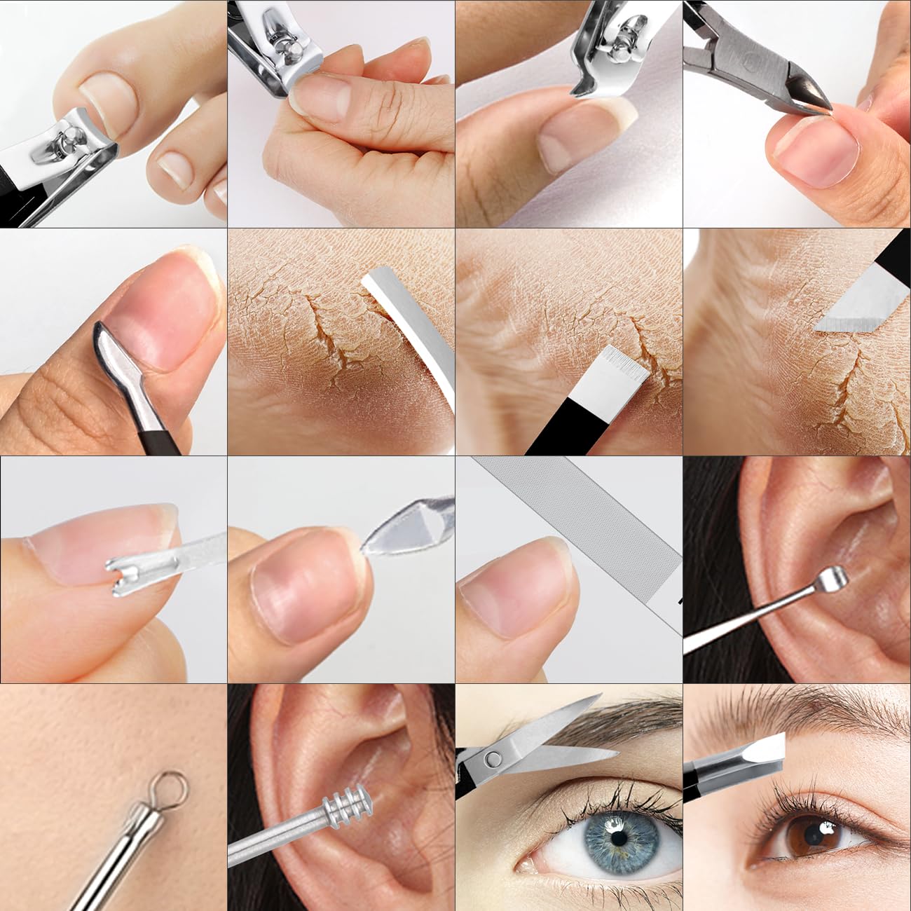 Leipple manicure set opened in leather case for easy access