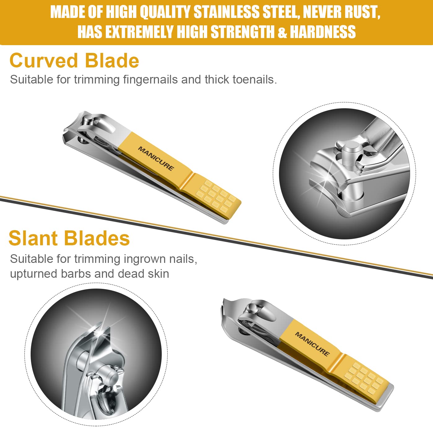Leipple nail clippers stainless steel, precision blades for clean trims and smooth edges