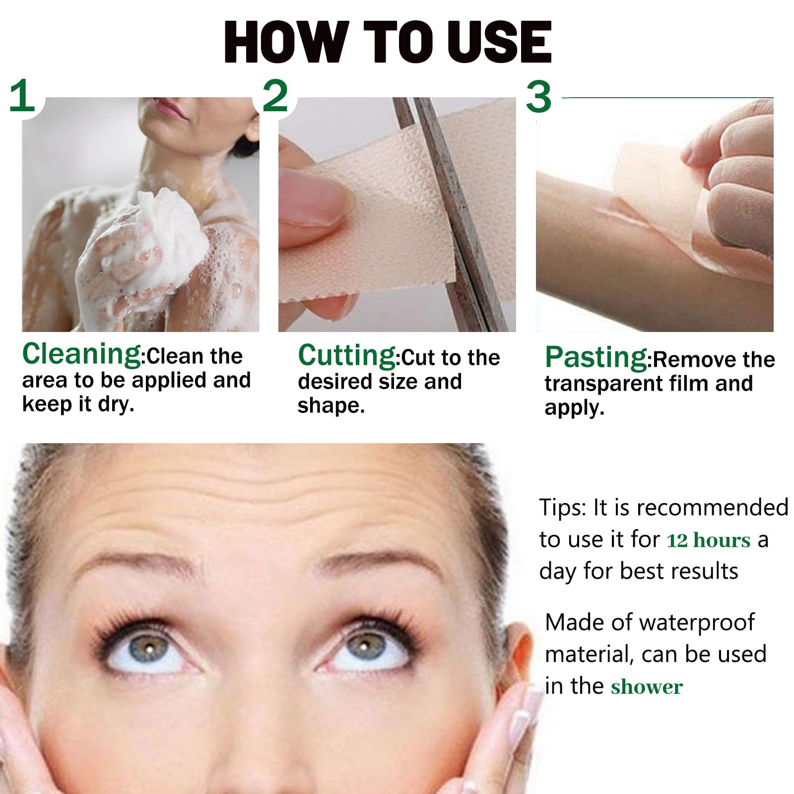 Lejuv Silicone Patches dual-action-smoothing provides overnight relief from deep wrinkles.