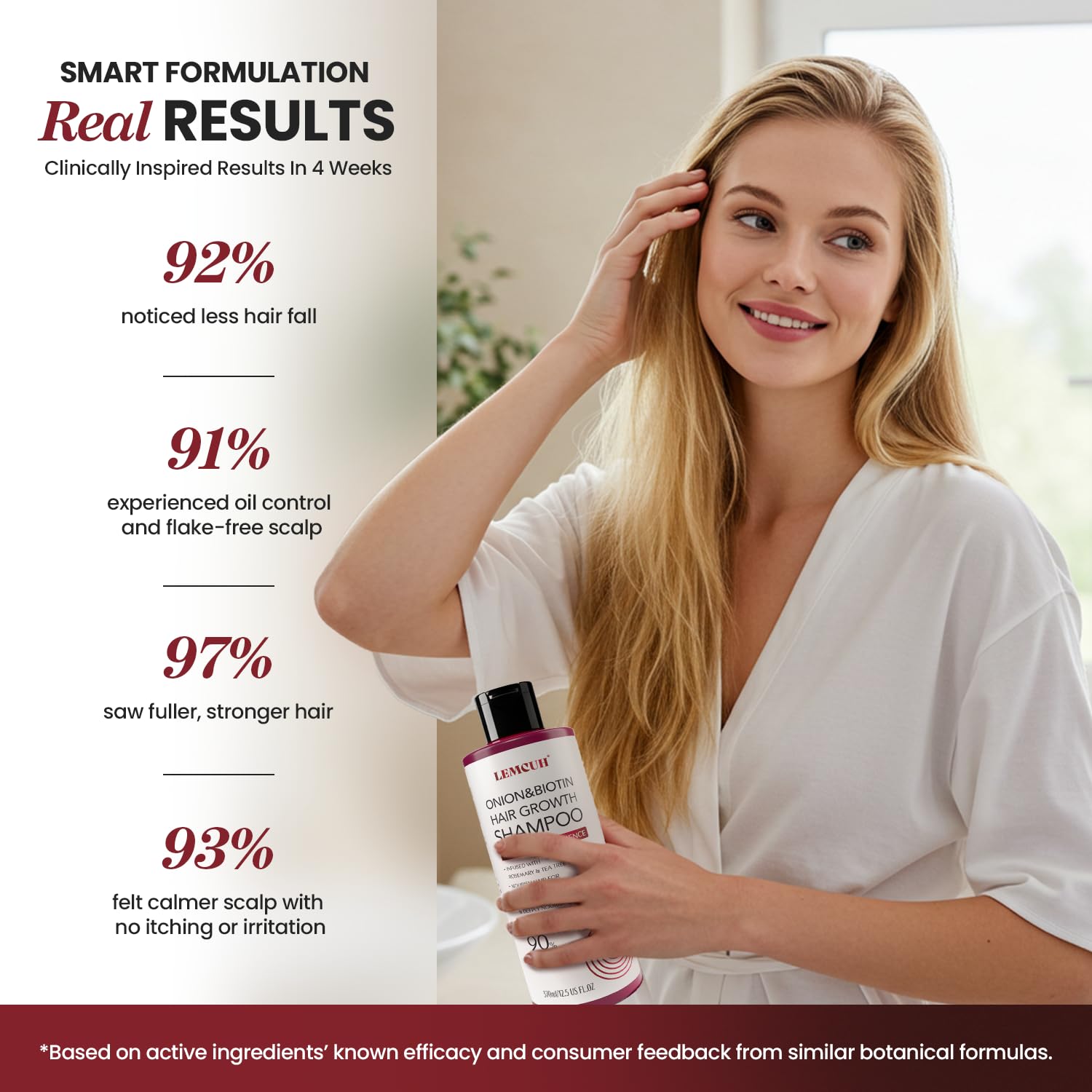 Lemcuh Onion Biotin Shampoo application on hands with rich lather