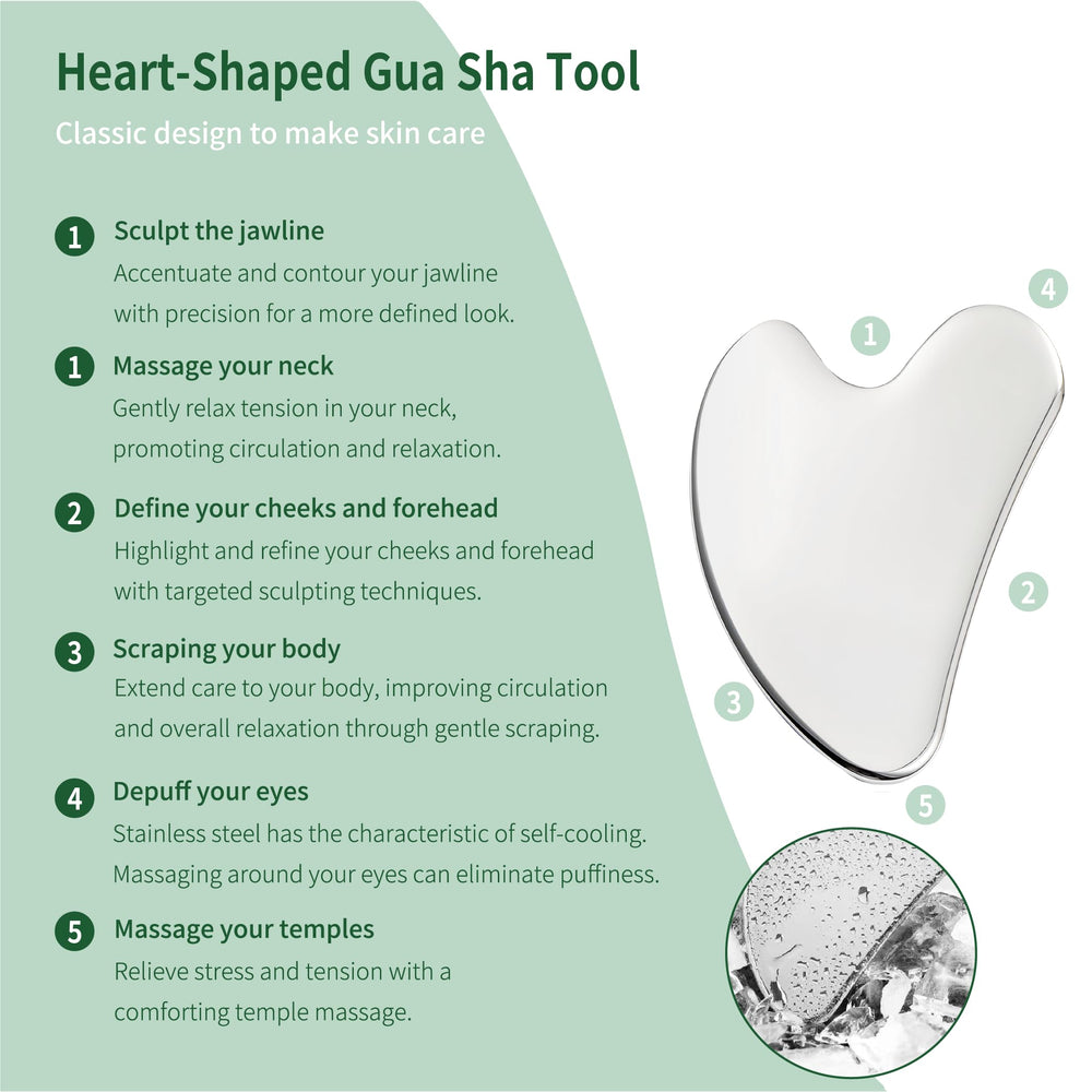 LeMeeOly heart shaped gua sha tool offers varied scraping positions for different facial experiences.