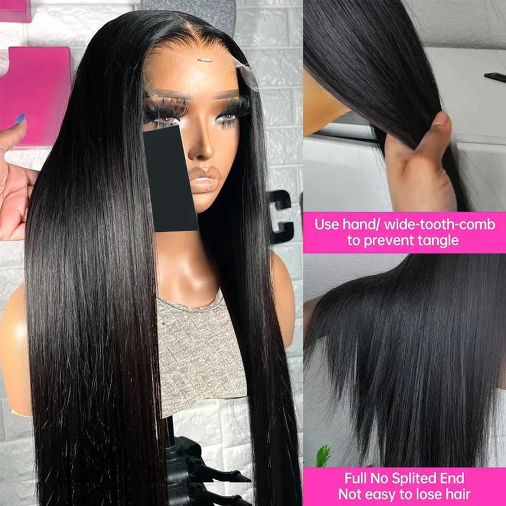Lemoda 180 density straight hair wig delivers full thick volume.