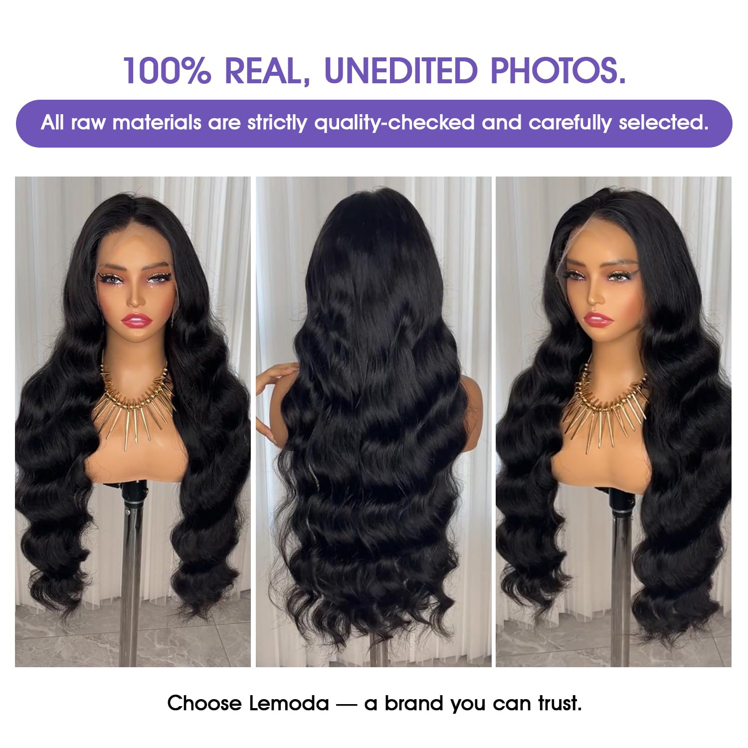 Lemoda 210 density lace-front wig with fuller, natural volume