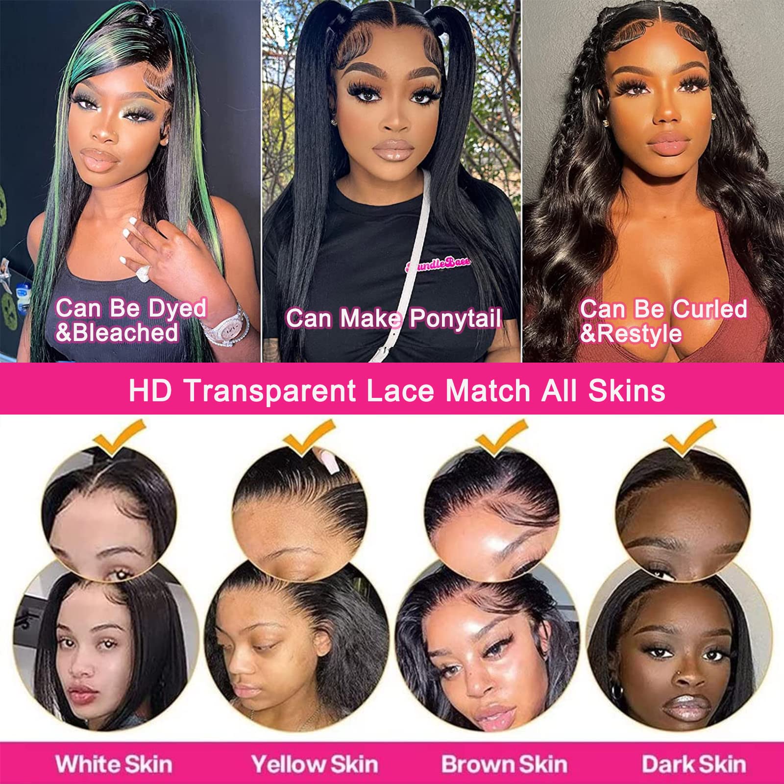 Lemoda 26 inch straight wig length enables dramatic long styles.