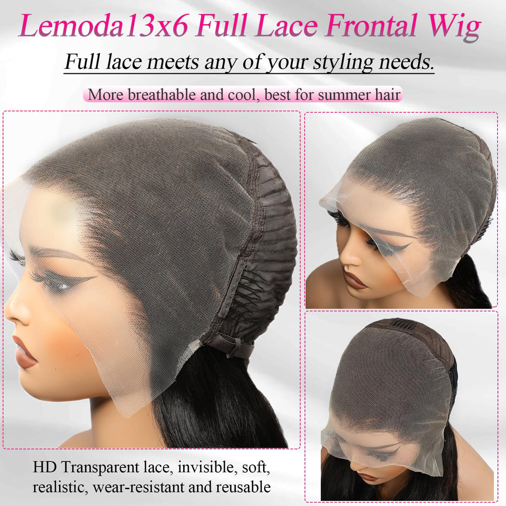 Lemoda Brazilian virgin hair 26inch straight close-up shows natural shine.