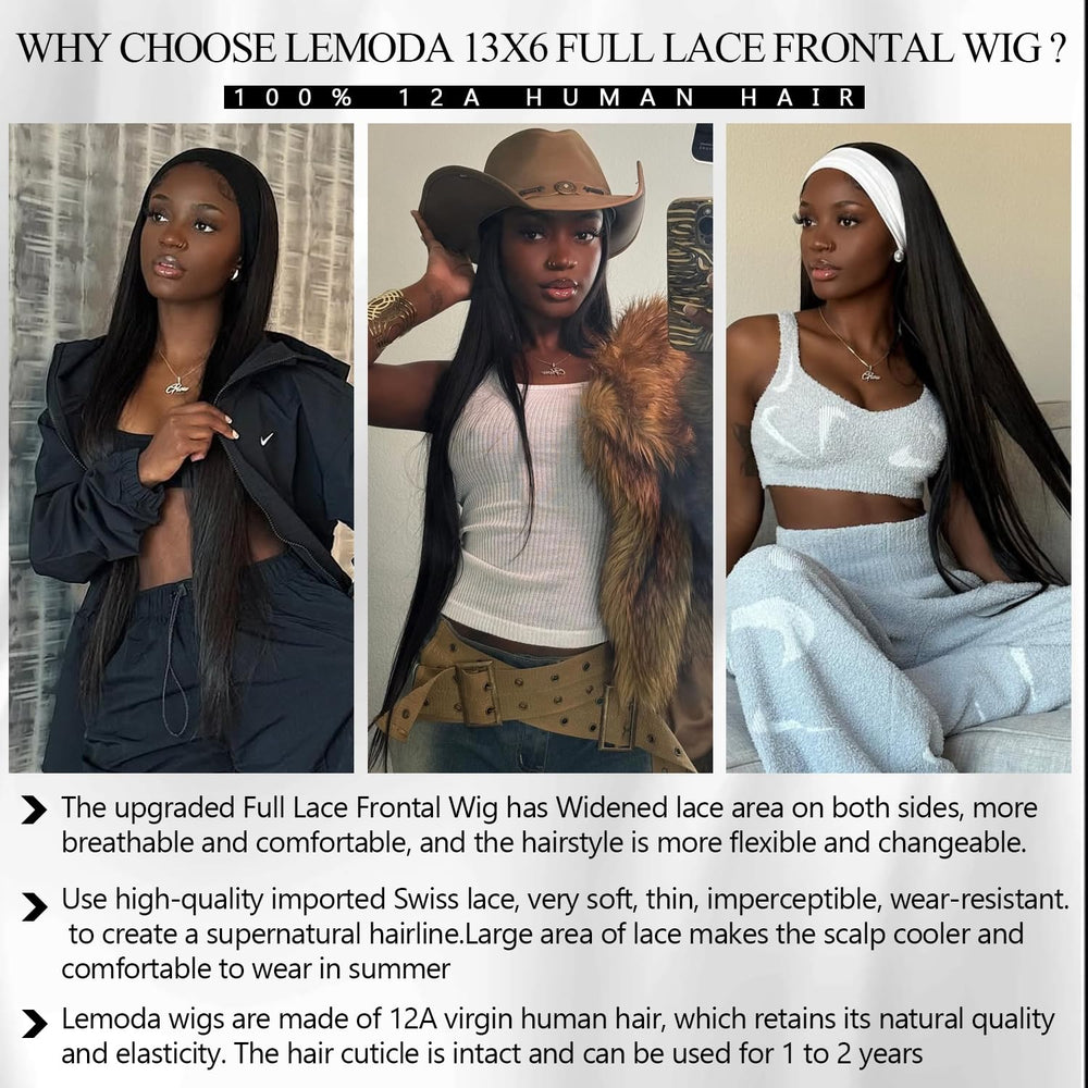 Lemoda HD transparent lace blends with skin for an invisible front look.