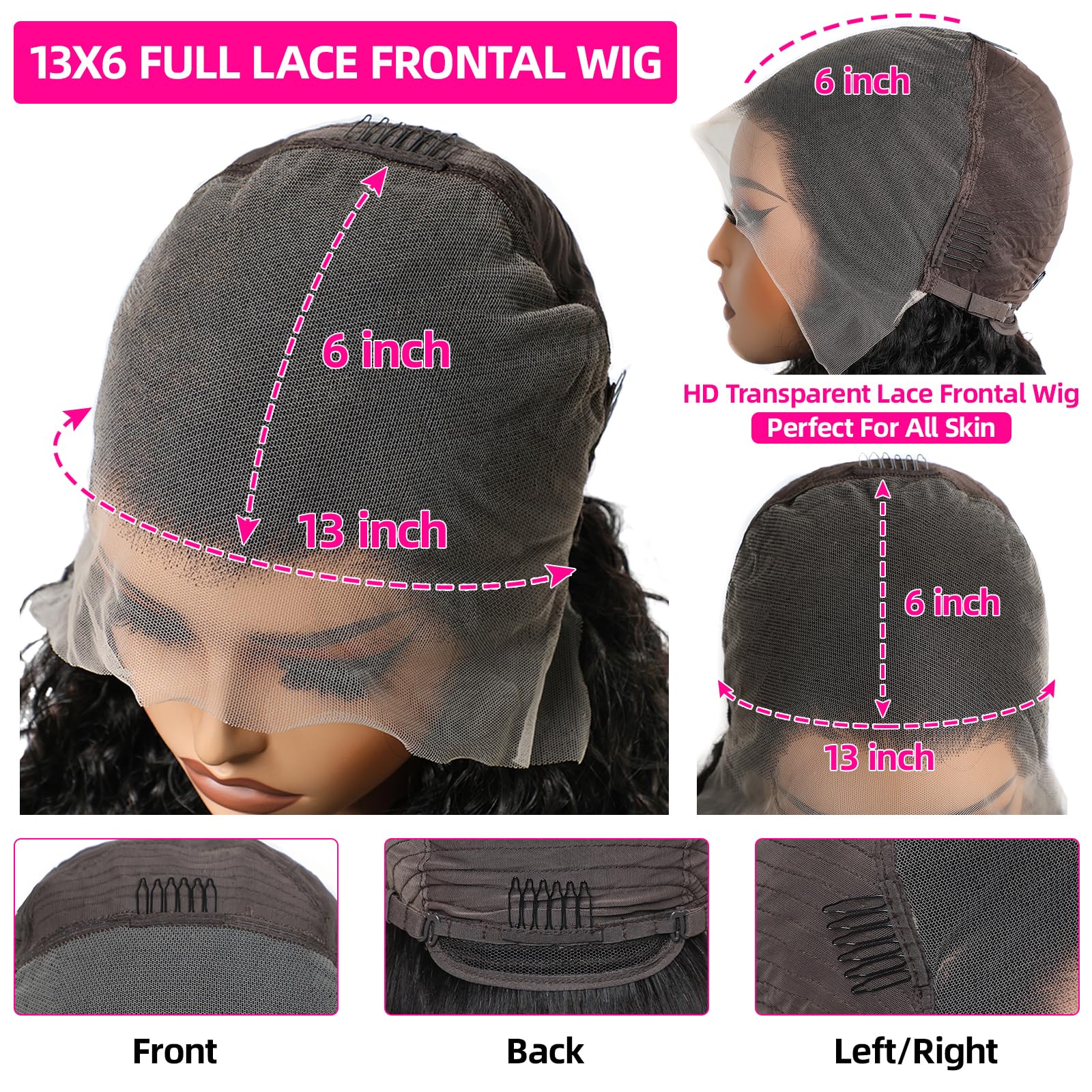 Lemoda hd transparent lace close up highlights invisible lace across various skin tones.