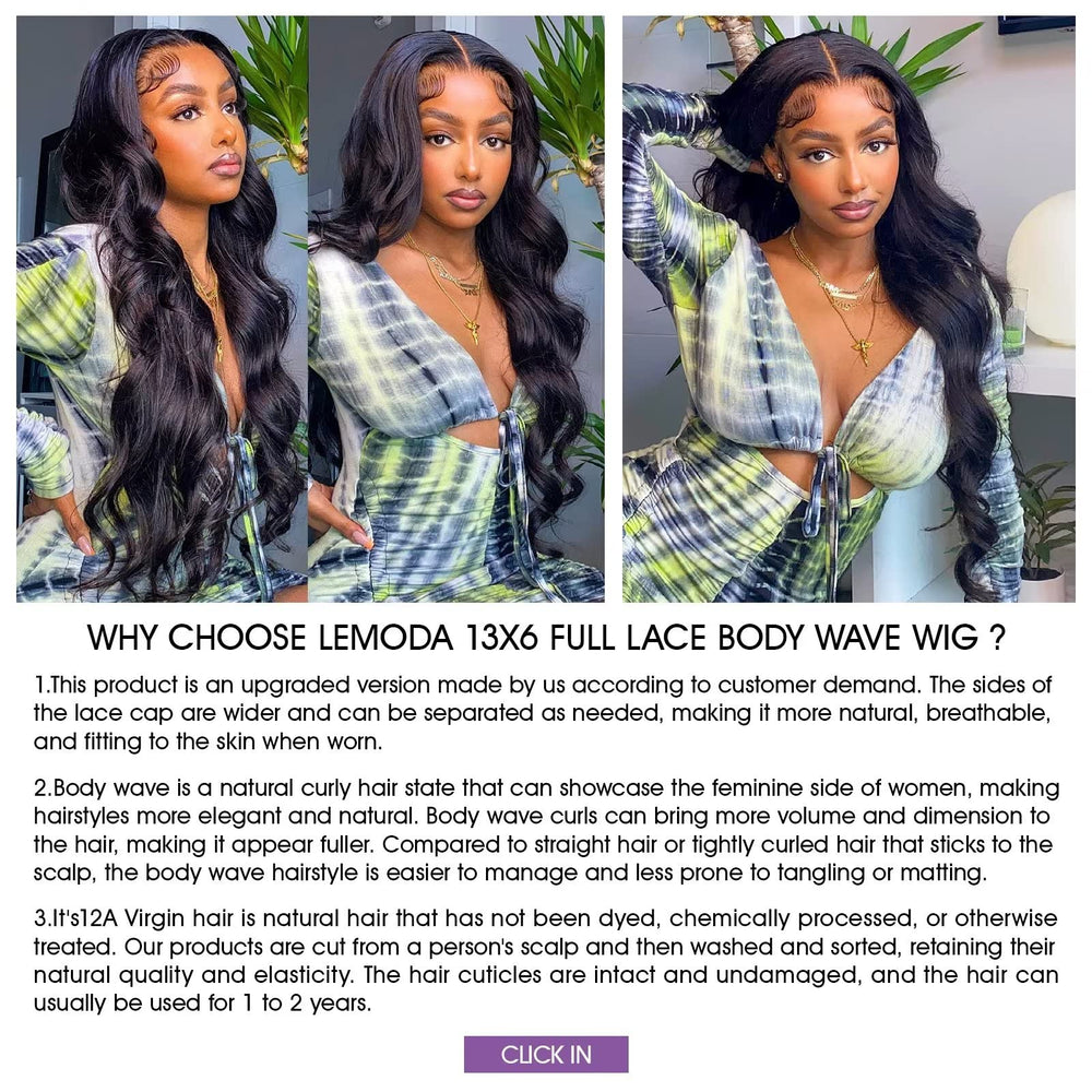 Lemoda pre-plucked natural hairline wig ready to wear