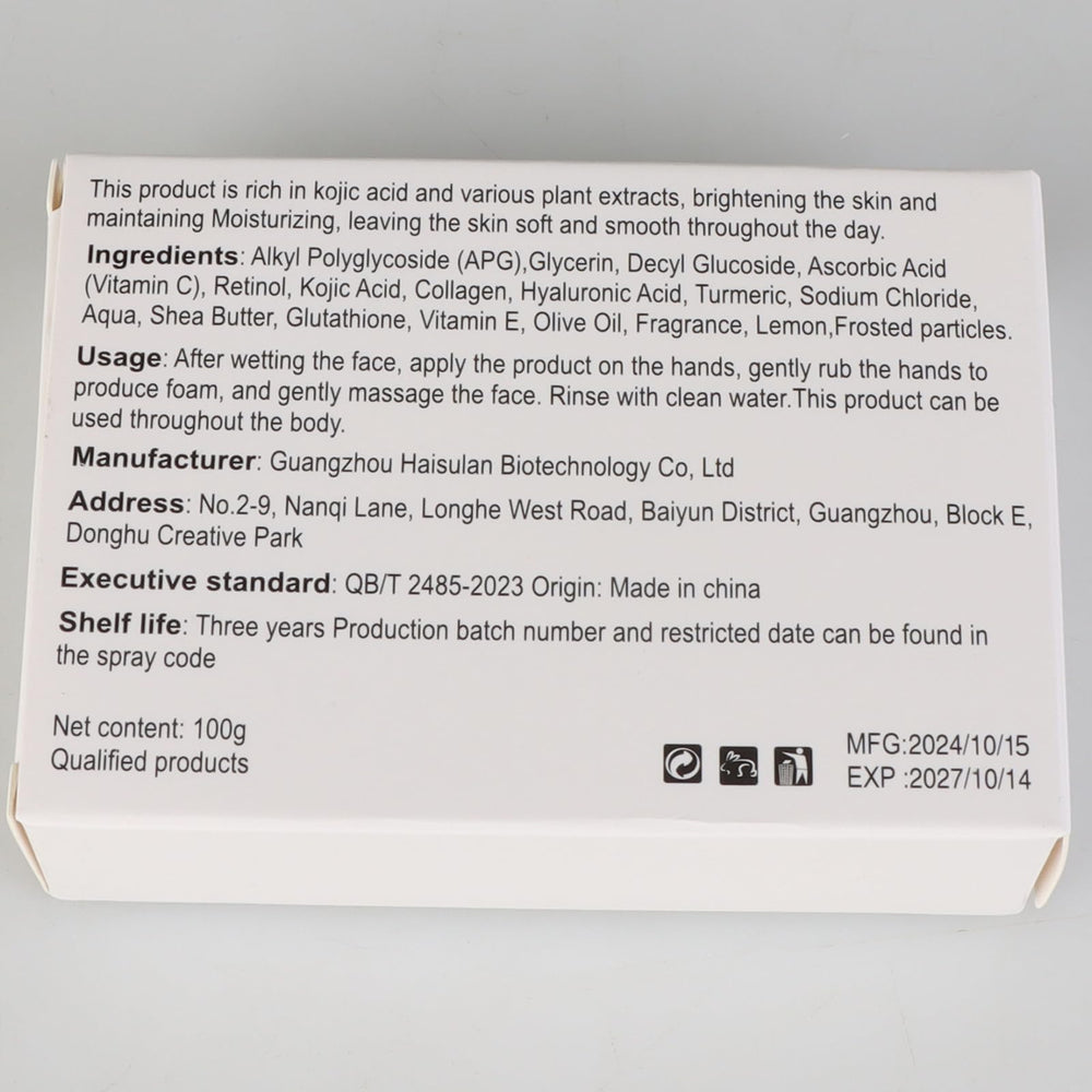 Lemon Turmeric Kojic Soap with nets ready for morning or evening cleansing rituals.