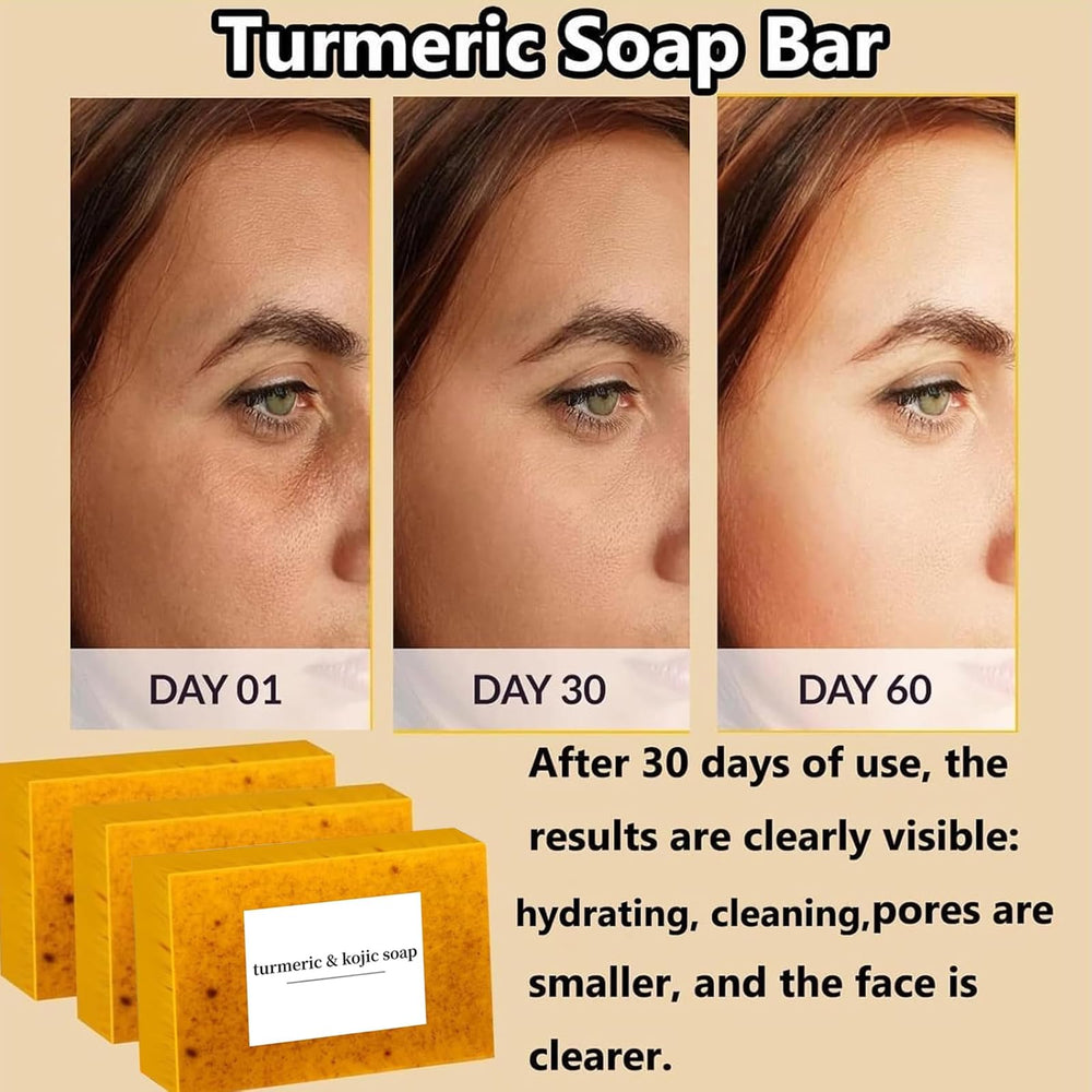 Lemon Turmeric Kojic Soap with foaming net creates rich lather for deep cleansing.