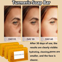 Lemon Turmeric Kojic Soap with foaming net creates rich lather for deep cleansing.