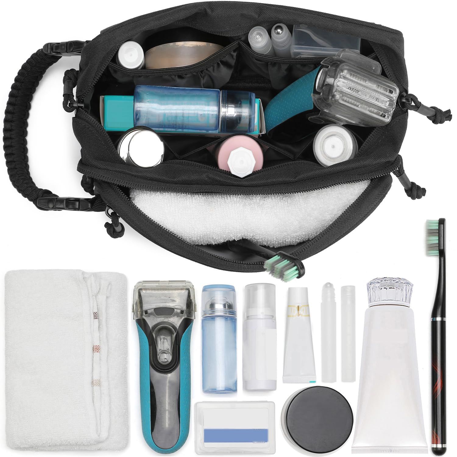 Lemubeane tactical toiletry bag molle attachment view highlights versatile EDC storage
