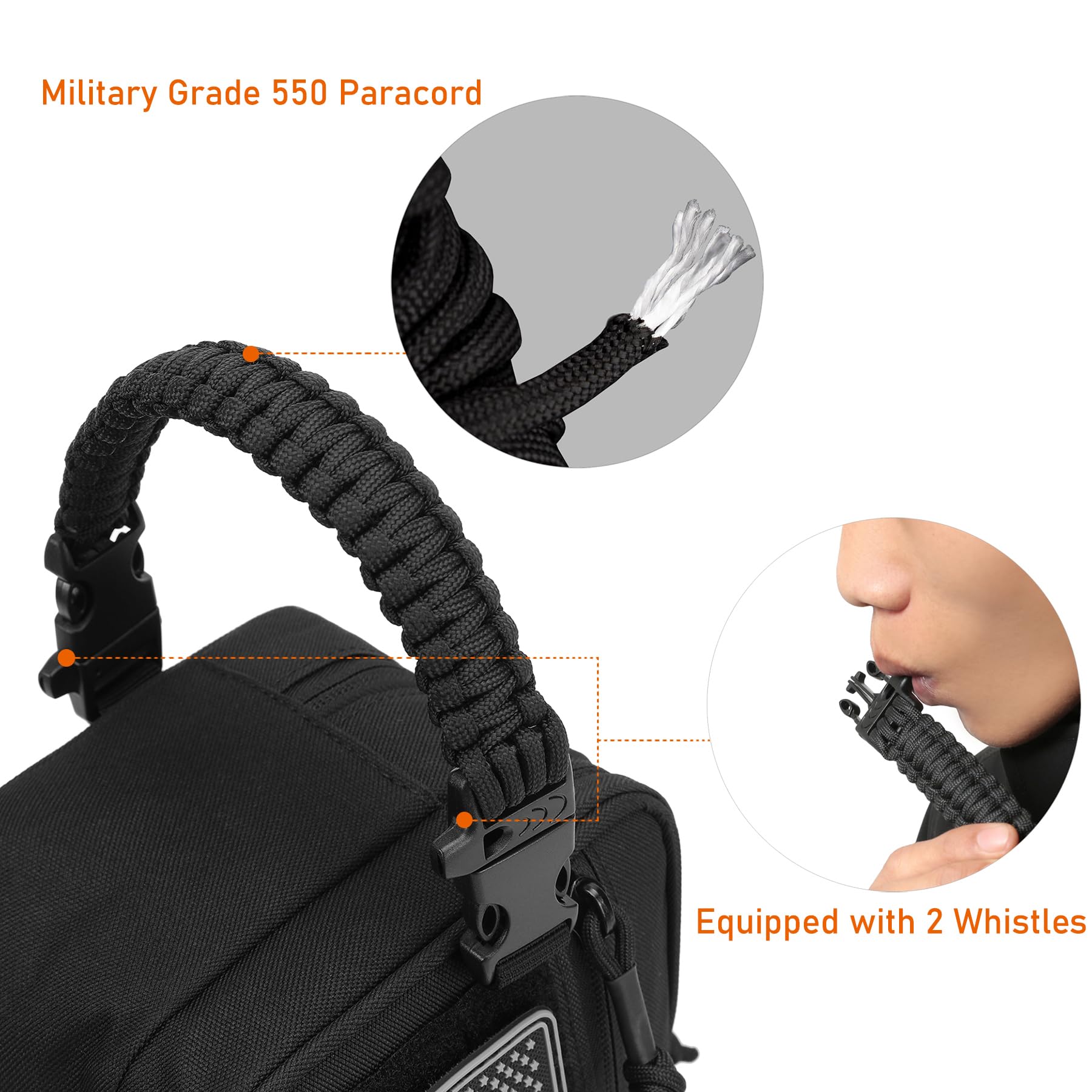 Lemubeane tactical toiletry bag paracord handle supports outdoor emergency tasks