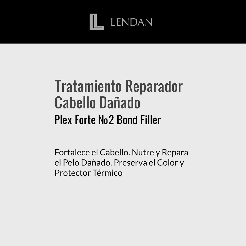 Lendan Plex Forte Nº2 Bond Filler frizz-control formula for smoother, manageable hair.