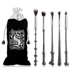 LENDOO Wi-zard Wand brushes set full view with silver handle for eye makeup