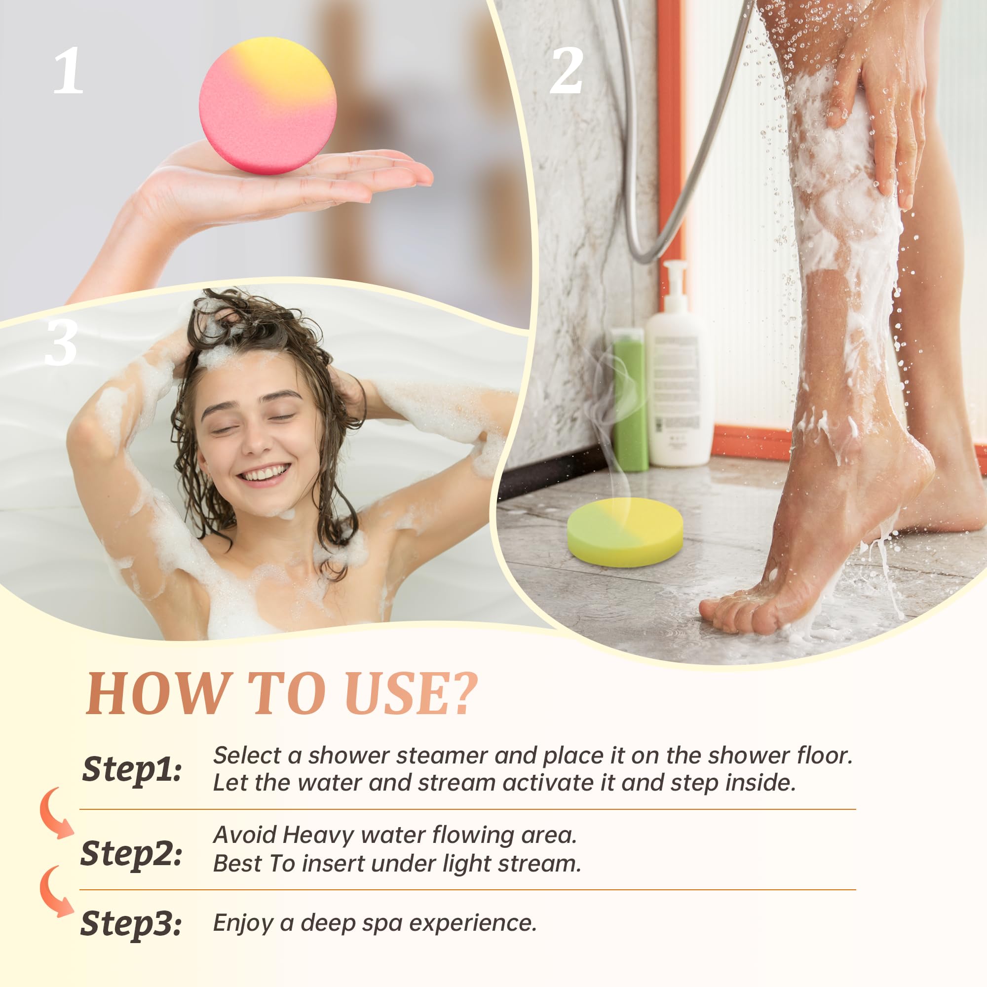 leoce shower steamers ingredients label showing natural oils