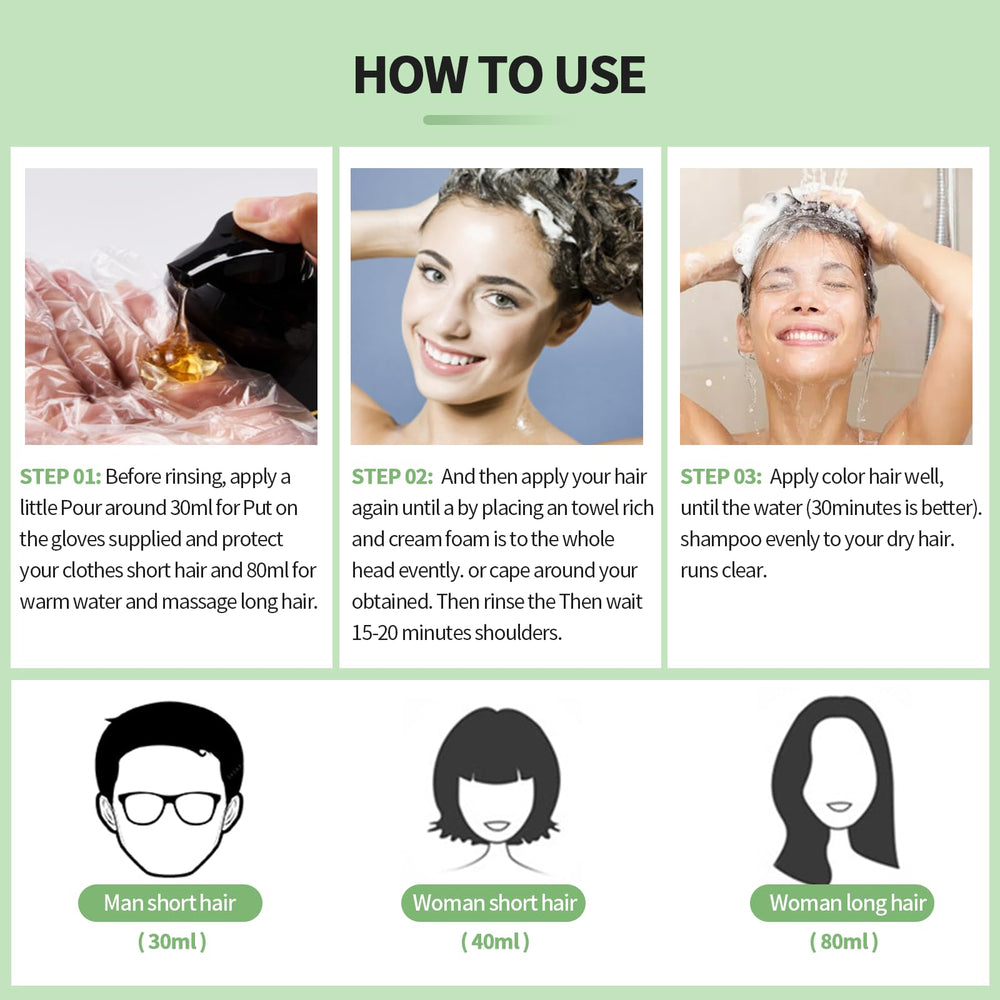 Leorx 3-in-1 hair coloring shampoo features color, cleanse, and condition in one step.
