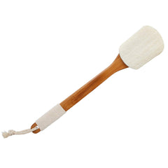 Leotruny loofah back brush with wooden handle for easy reach exfoliation