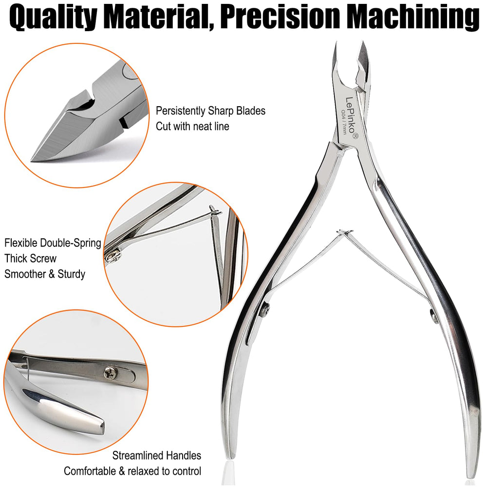 LePinko cuticle trimmer ergonomic handle shows comfortable grip for extended use