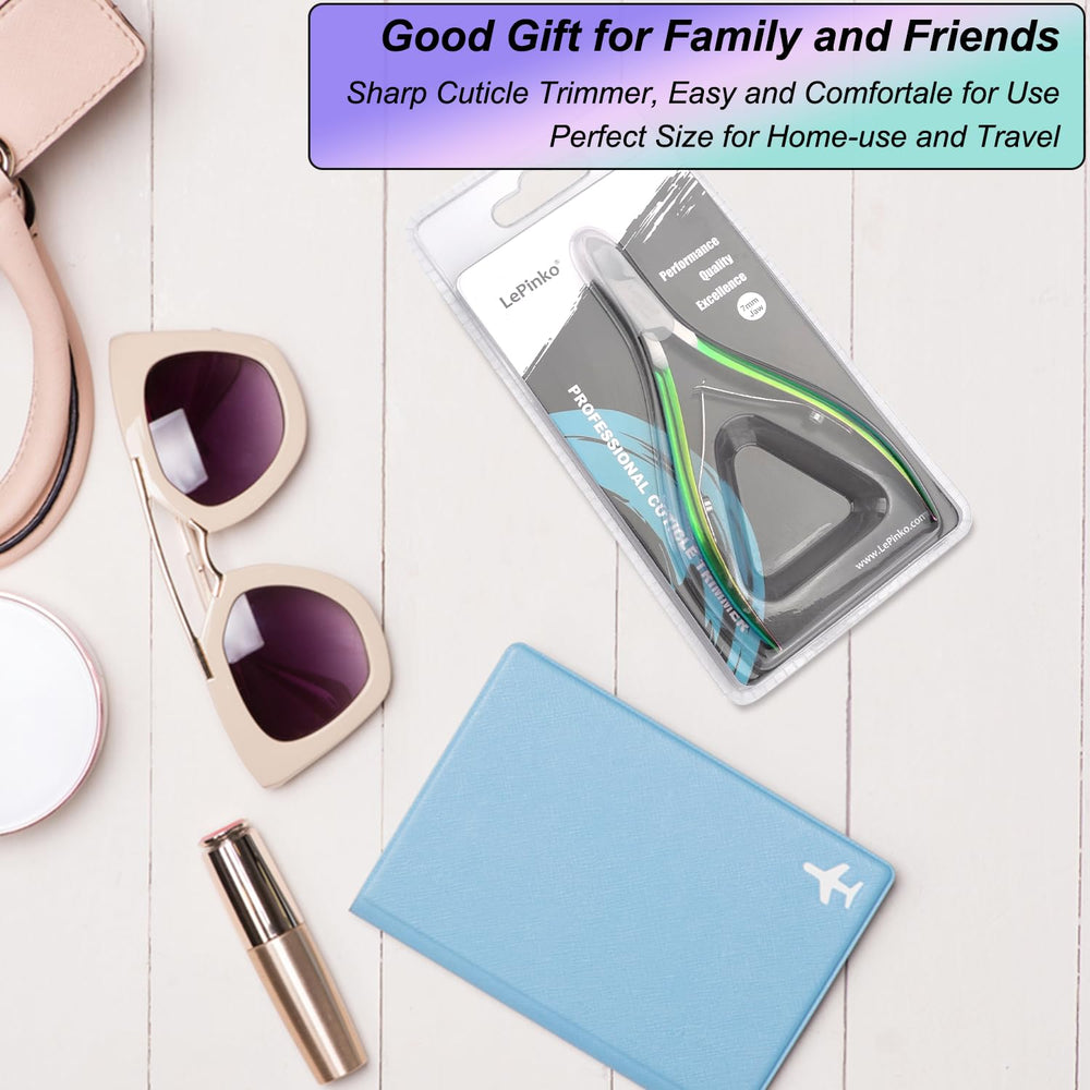 LePinko cuticle trimmer packaging with protective shell supports travel readiness.