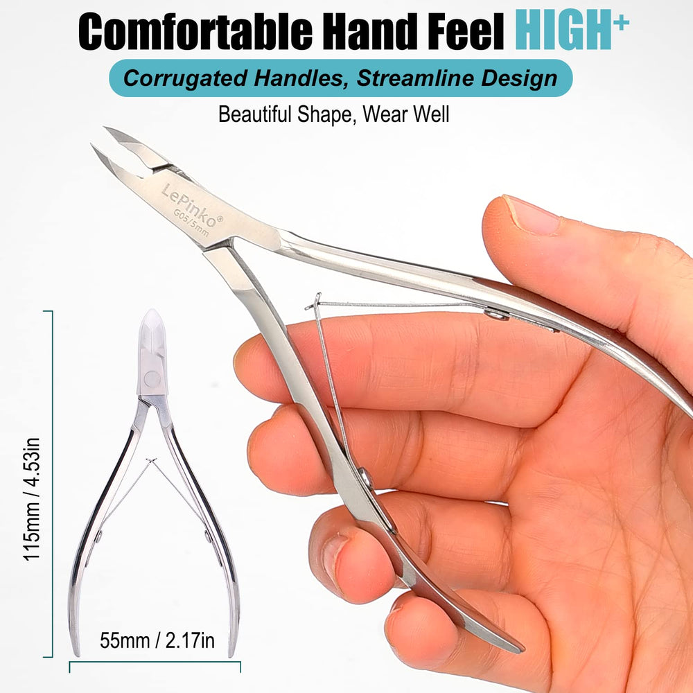 LePinko trimmer shows precise positioning for clean lines along nail edges.