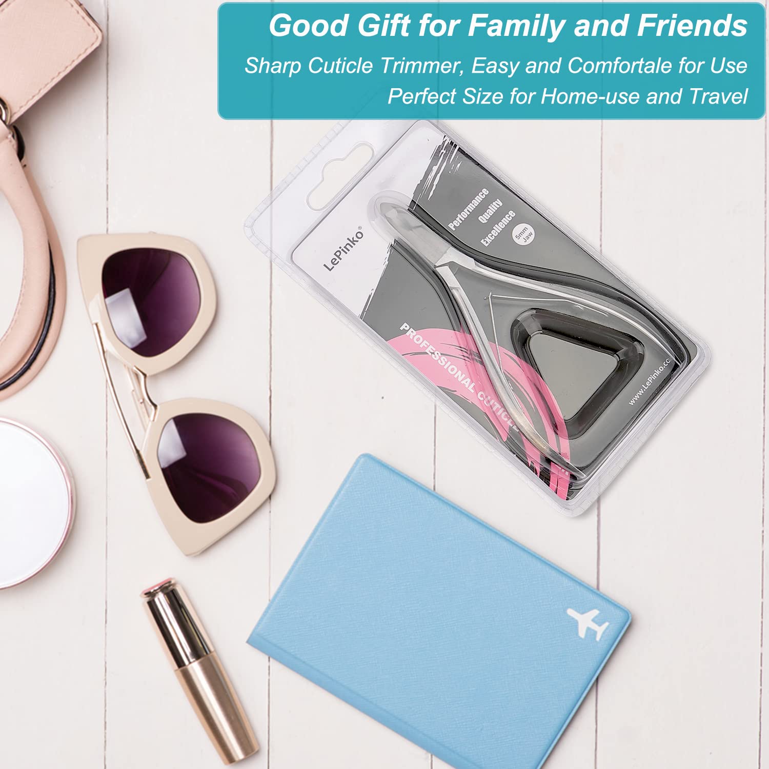 LePinko cuticle trimmer is compact and travel-ready for on-the-go nails.