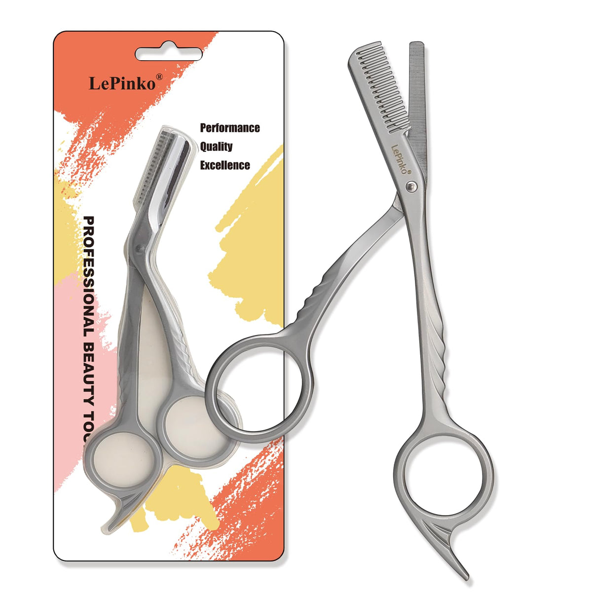 LePinko Eyebrow Trimming Scissors with Combs cut and shape brows in one pass.
