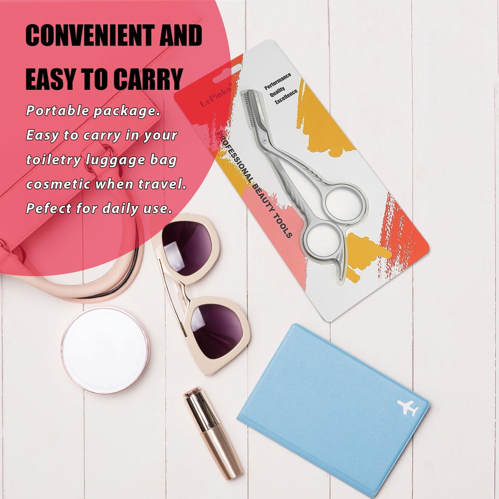 LePinko Eyebrow Trimming Scissors easy-clean stainless steel design.