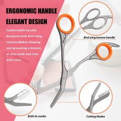 LePinko Eyebrow Trimming Scissors ergonomic bird-wing grip for comfortable control during grooming