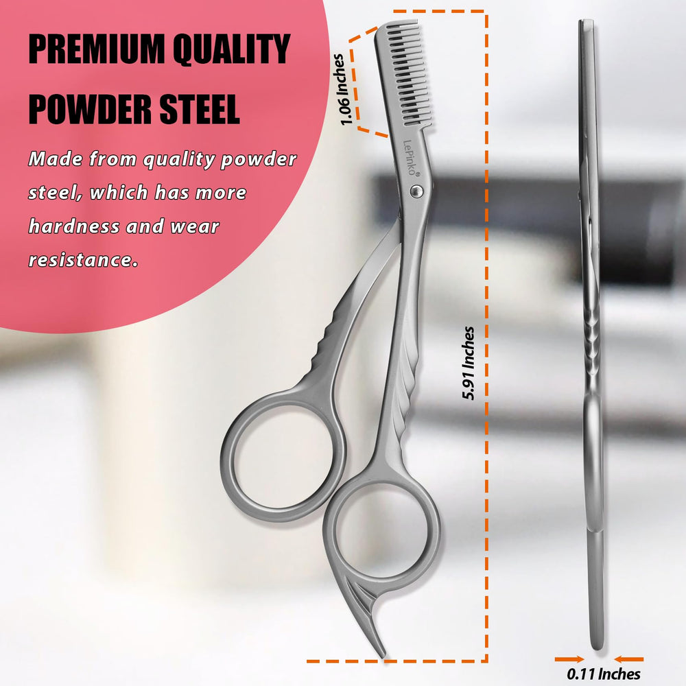 LePinko Eyebrow Trimming Scissors with ergonomic handle ensure comfortable grooming.