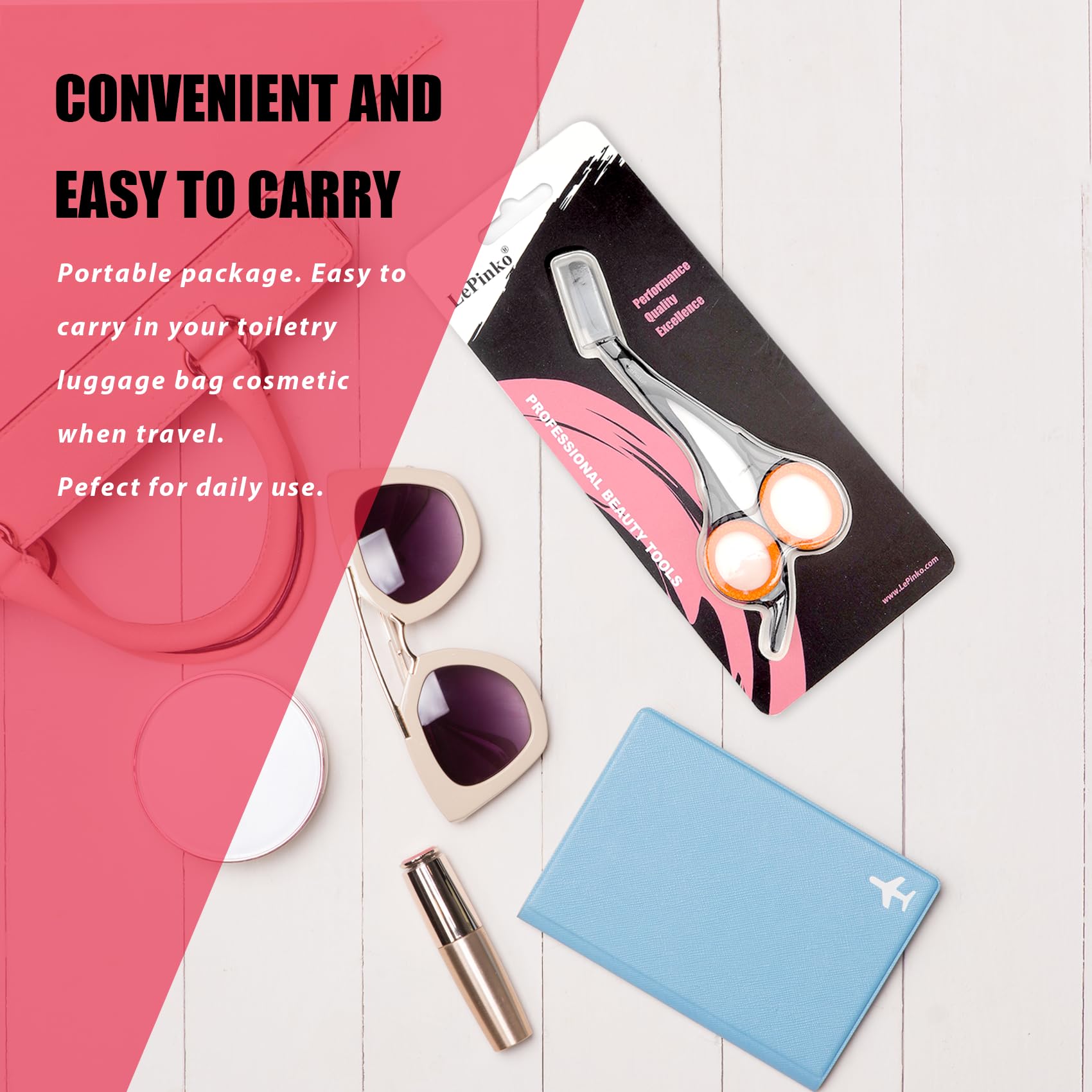 LePinko Eyebrow Trimming Scissors gray compact travel-case ideal for on-the-go touch-ups