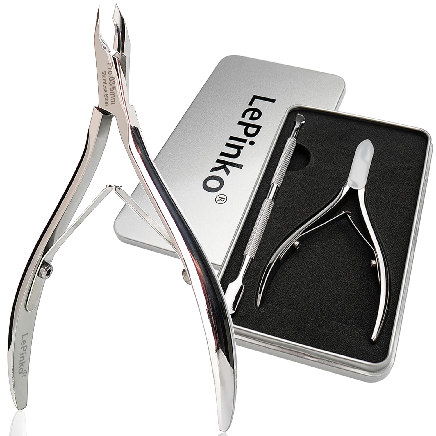 LePinko salon cuticle trimmer angled view for precise nail care.