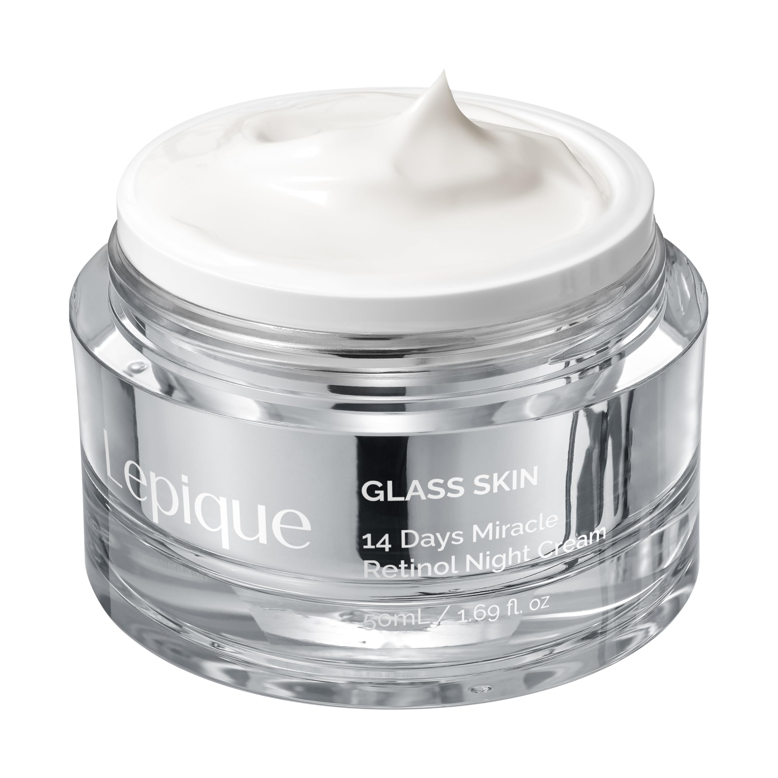 Lepique Retinol Night Cream tube closeup shows silky texture for overnight care