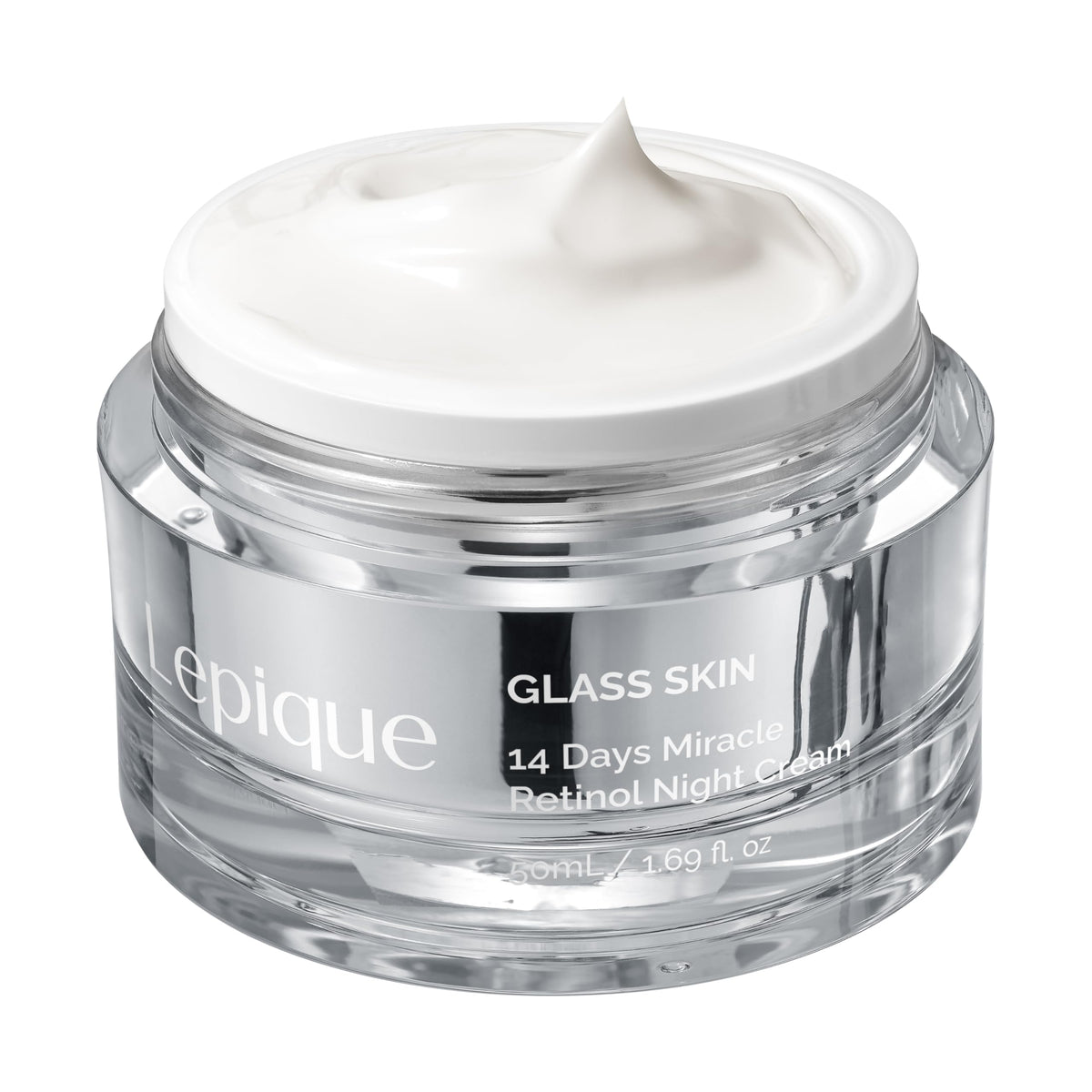 Lepique Retinol Night Cream tube closeup shows silky texture for overnight care