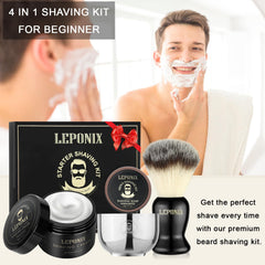 LEPONIX shaving kit bowl setup showing quick-lather luxury experience