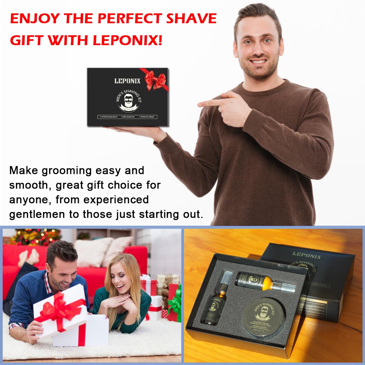LEPONIX gift box with complete shaving kit for gifting