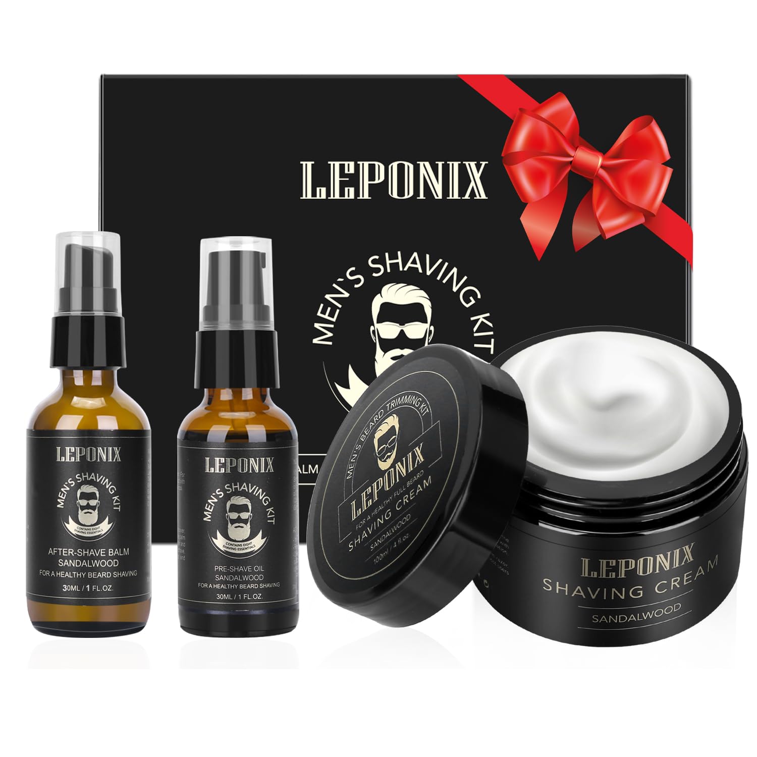 LEPONIX sandalwood shaving cream jar for a smooth shave