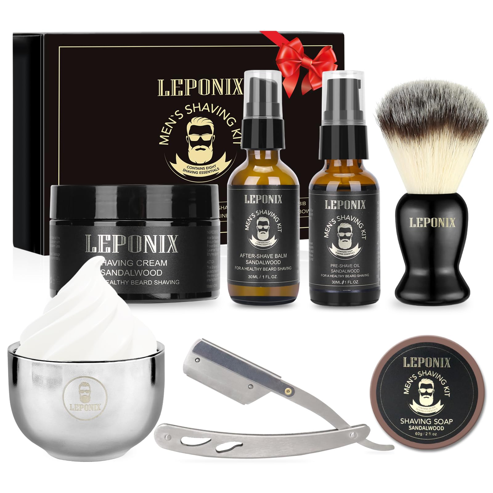 LEPONIX men's shaving kit straight razor for a precise, smooth shave every morning