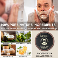 LEPONIX sandalwood soap 60g detail emphasizing smooth glide and scent
