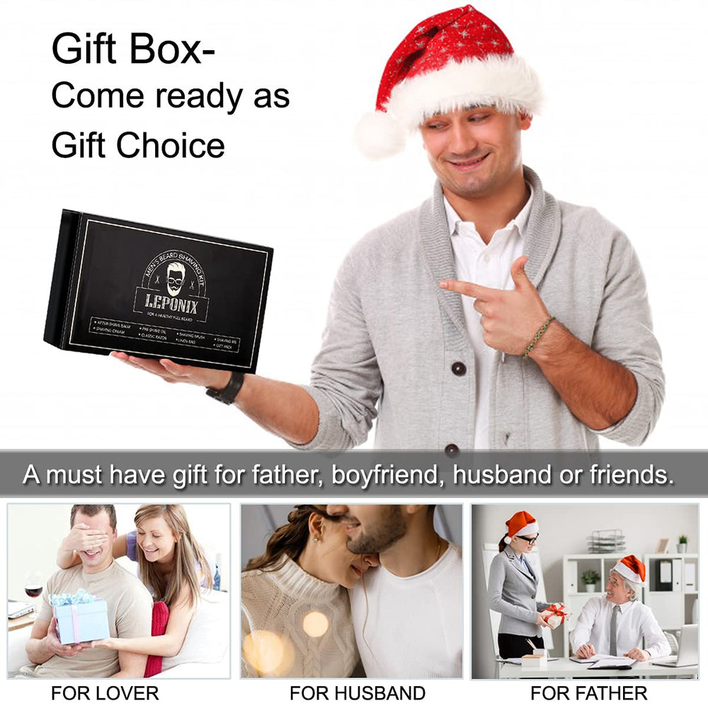 LEPONIX shaving apron bib keeps clothes clean and dry during shaving.