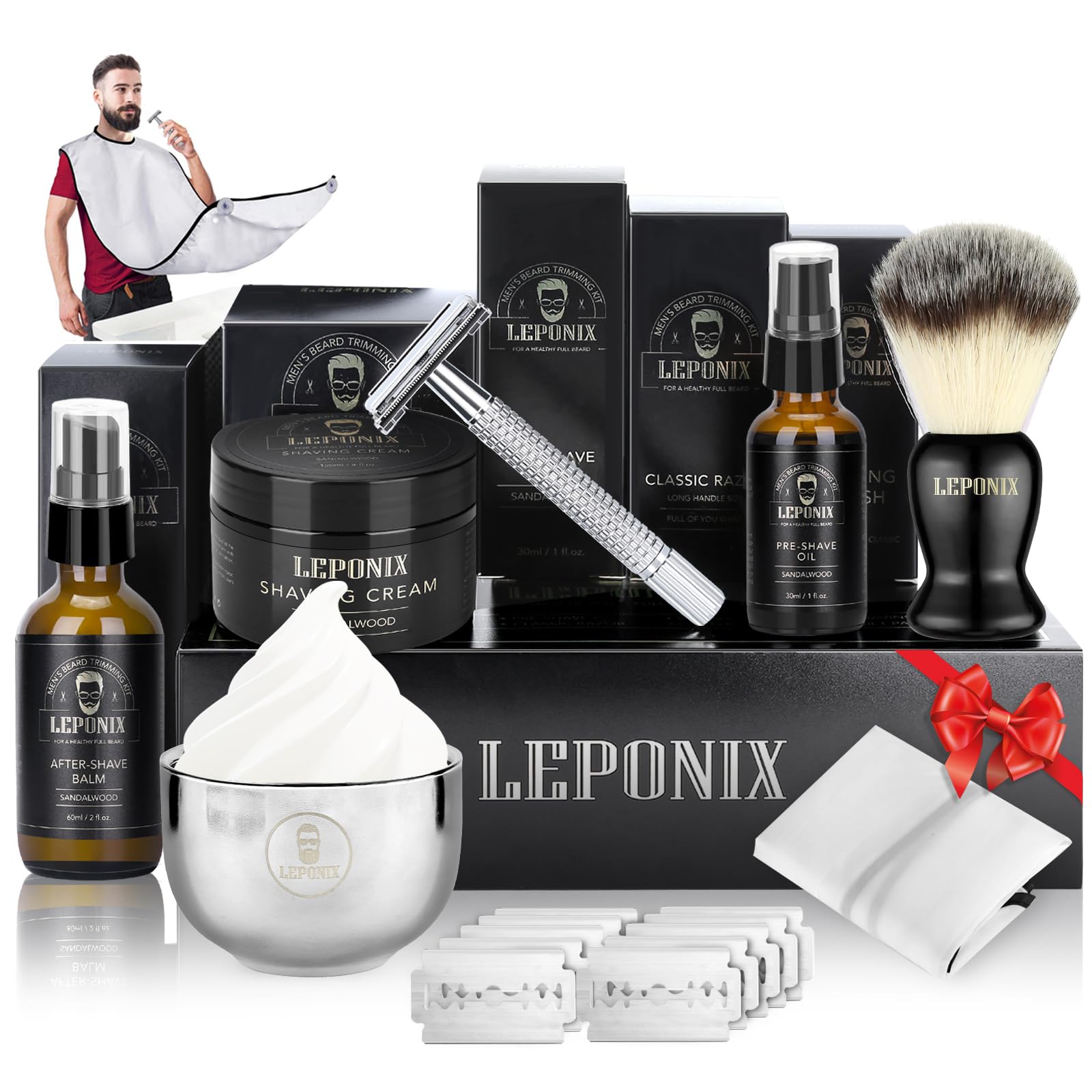 LEPONIX shaving kit safety razor for a precise, comfortable close shave.