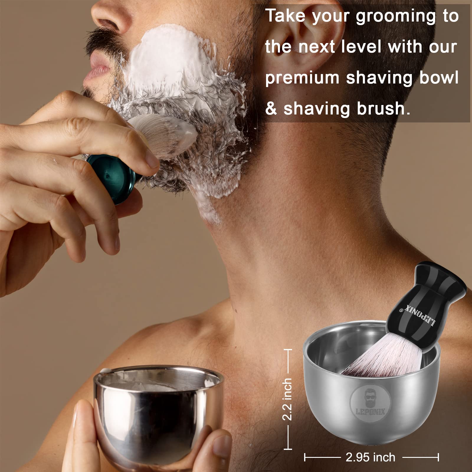LEPONIX shaving-lather feature close-up showcasing luxurious foam and grip